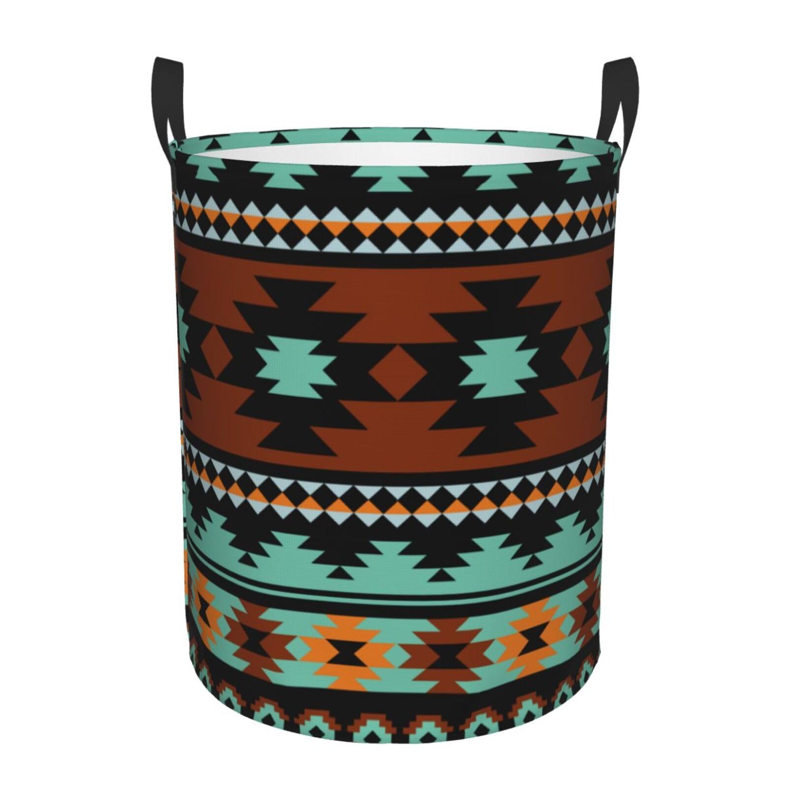 Geometric Ethnic Tribal Navajo Aztec Laundry Basket Waterproof Collapsible Round Laundry Hamper Toys Clothes Organizer Gift Basket For Room Medium