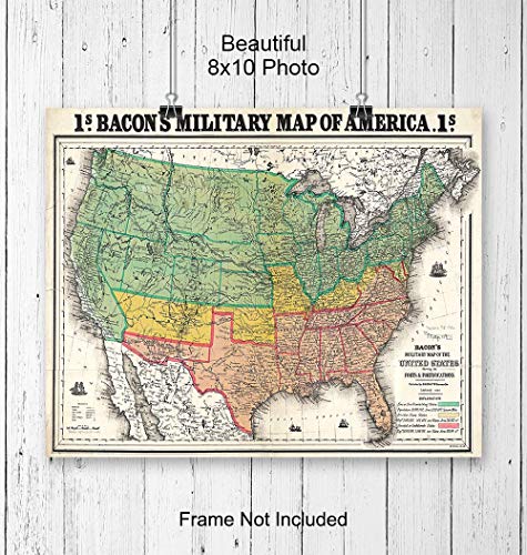 Civil War Memorabilia - The Civil War - American Civil War Poster - 8X10 Southern States Confederacy Vintage Map Replica - The Confederate Secession - Americana - American Us Map - Historic Wall Art #TOP3