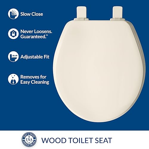 Miniatura 2 de BEMIS 600E4 346 Ashland - Asiento de inodoro con cierre lento, nunca se afloja y proporciona el ajuste perfecto, redondo, bisagra premium, madera