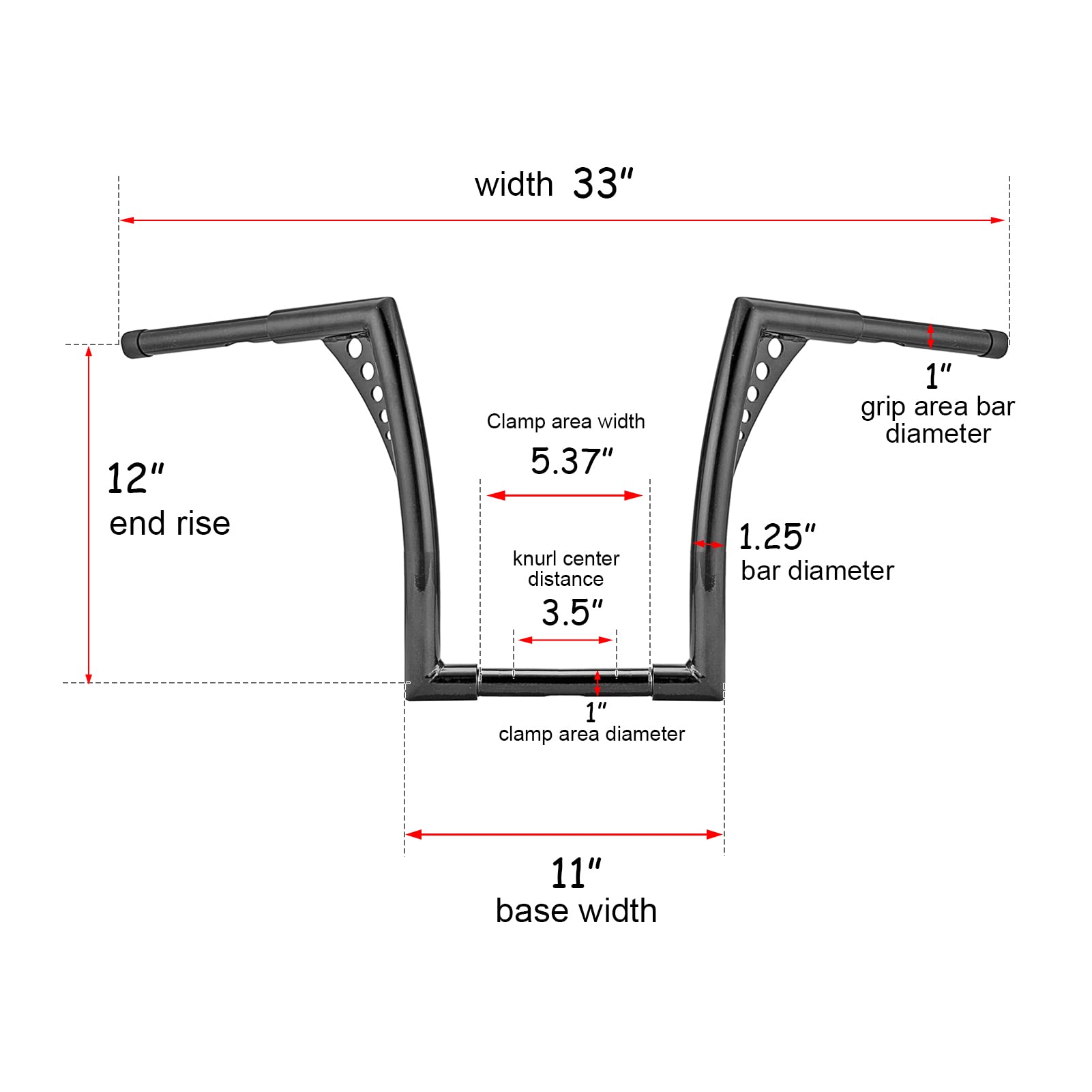 Amazon | Wsays 12インチ ライズハンドルバーエイプ モンキーバー 直径 