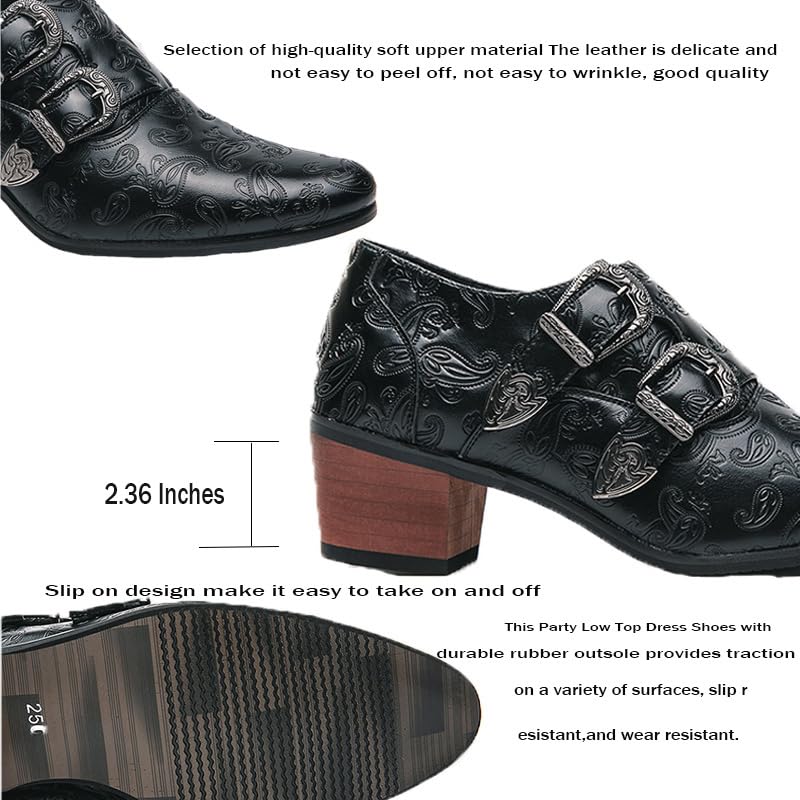 Men's Leather Pointed Dual Monk Straps Loafers Slip-on Waterproof Arch Support Oxford Formal Business Casual Comfortable Dress Shoes3