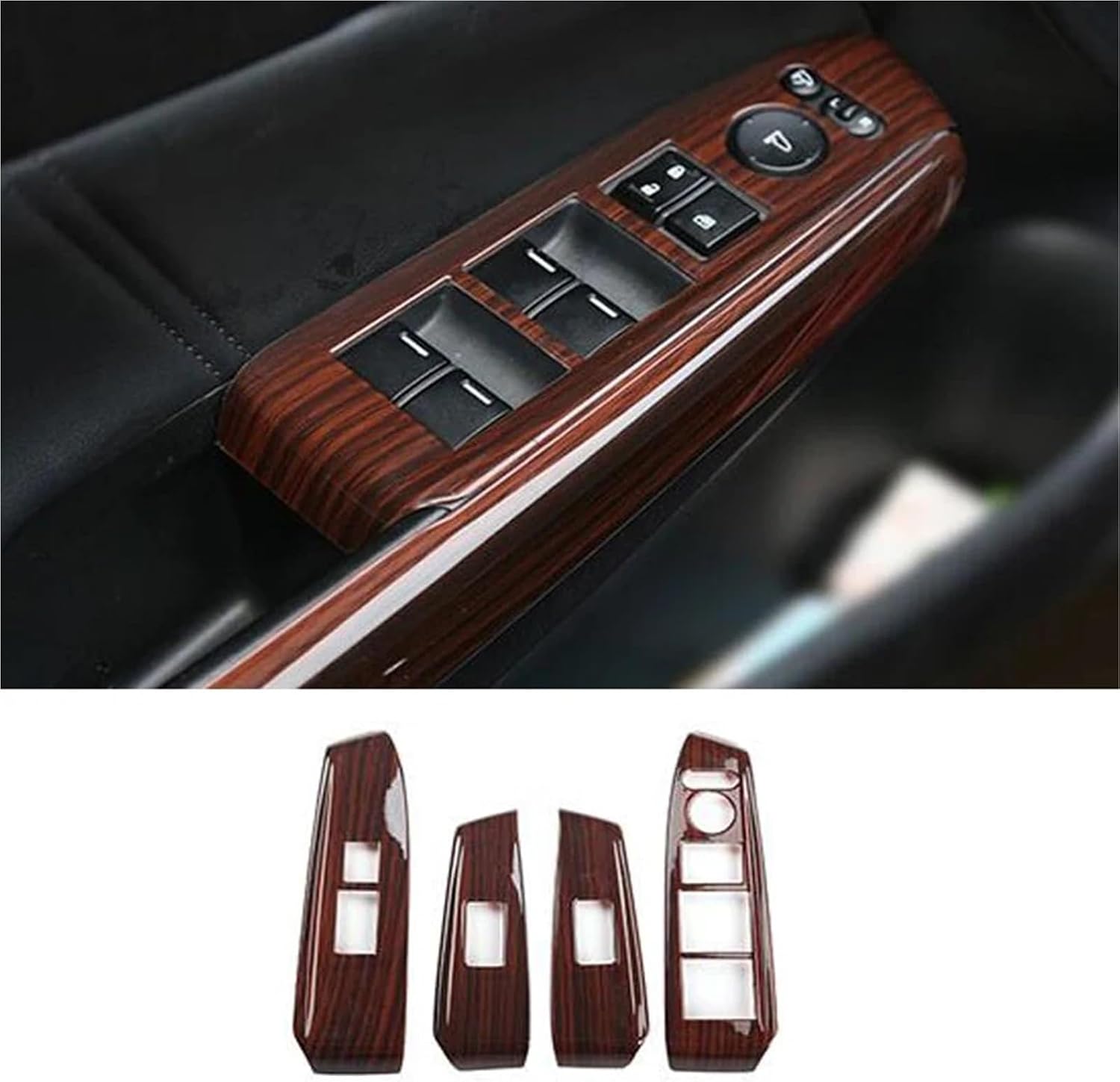 Window Lift Switch Decoration Cover Trim Stickers Car Styling Compatible With Honda Accord 8th Eight Generation 2008-2012 LHD(Carbon Fiber Black)