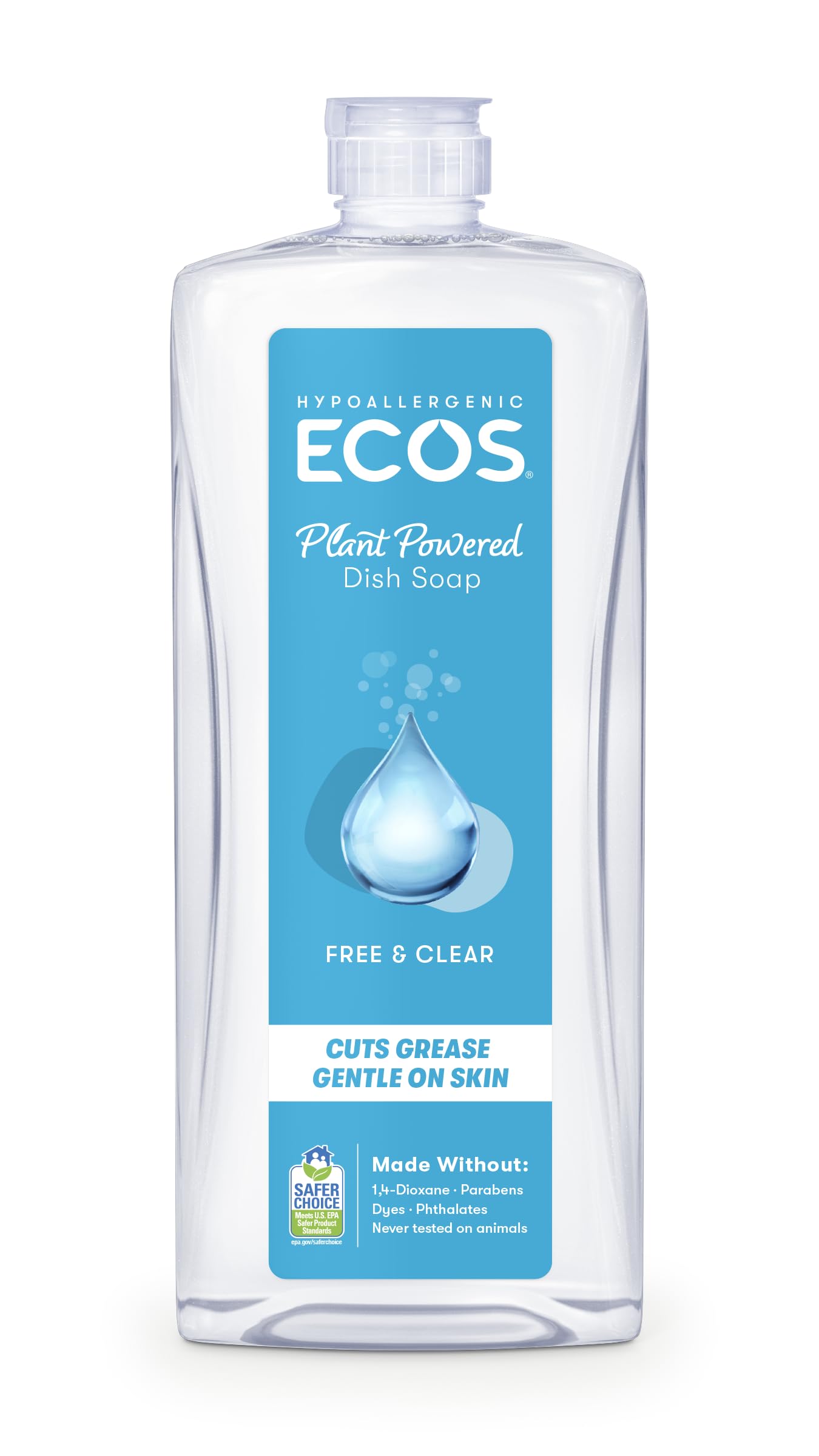 ECOS Dish Soap - Cuts Grease Food Residue - No Harsh Chemicals - Hypoallergenic for Sensitive Skin -