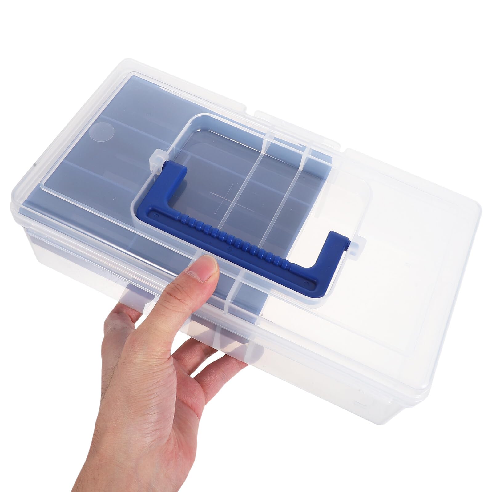 GARVALON Scatola Portaoggetti in Plastica Trasparente con Divisori Regolabili Contenitore per Lavori Artigianali e Cucito Organizer Leggero con Coperchio per Uso Domestico e Viaggi