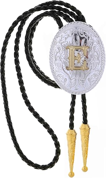 HUABOLA CALYN Gold Bolo Tie for Men- Golden Initial Letter ABCDMJR to Z Western Cowboy Bolo Tie for Women Cowboy Accessories