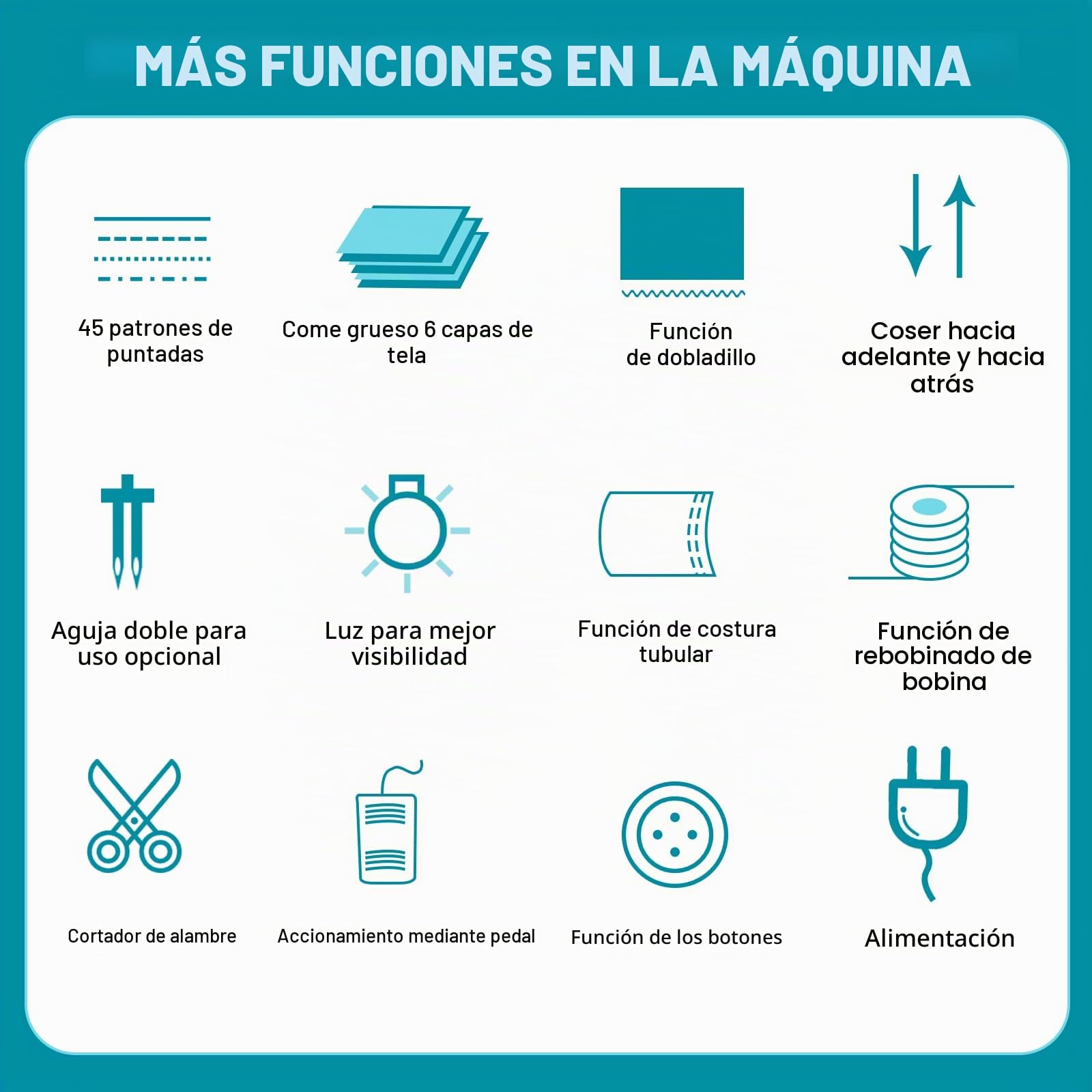 818 MáQuina De Coser, 45 Puntadas De Costura, EléCtrica, PortáTil, con Kit De Costura, Profesional MáQuina De Coser para Principiantes Y Adulto FáCil Uso con Luz Led
