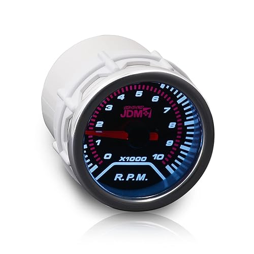 AJP Distributors Performance Racing - Aguja analógica universal JDM Sport Smoked Tint de 2 pulgadas, tacómetro de 2.047 in, medidor de rpm, medidor