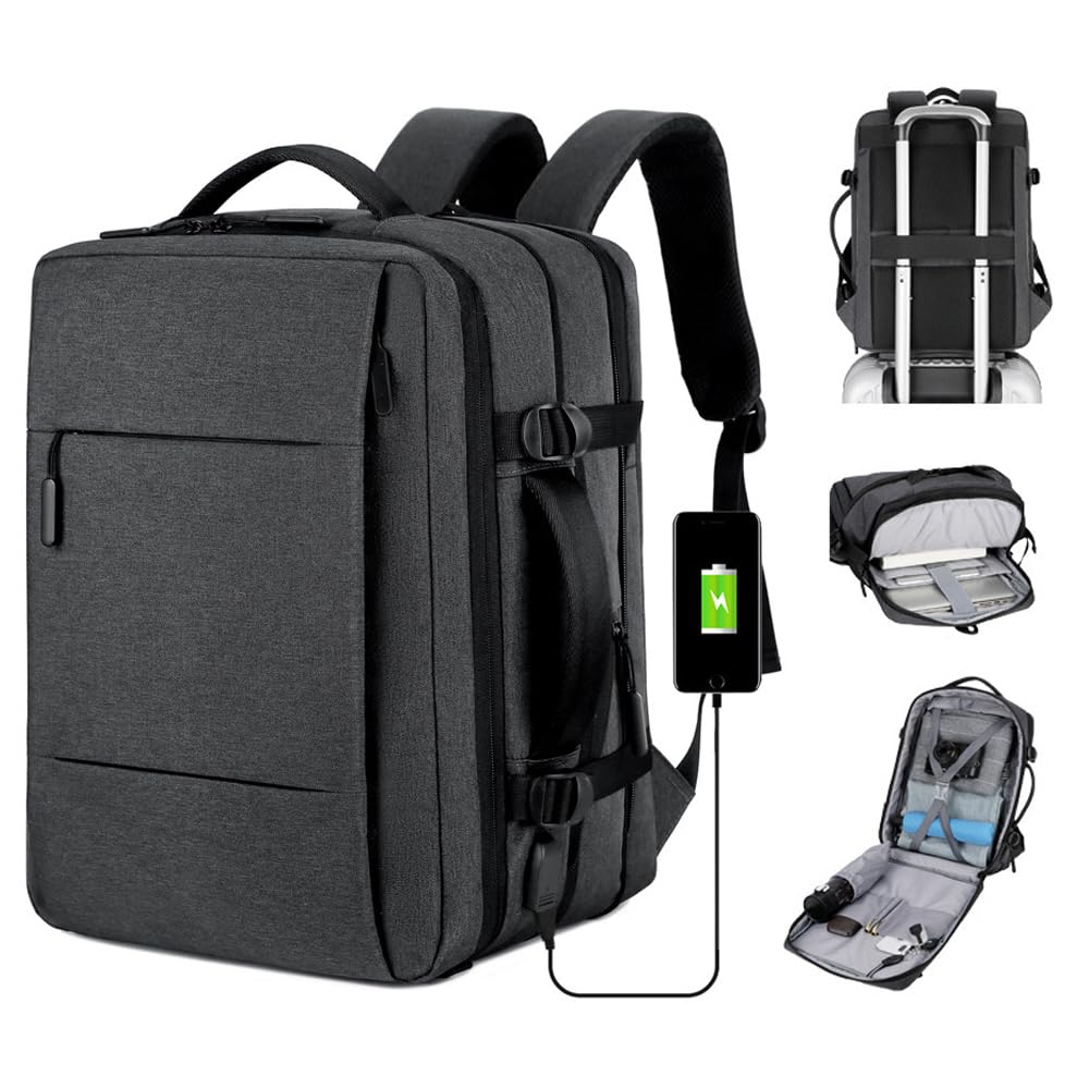 Beauenty Carry On Backpack, 35L Flight Approved Travel Backpack for Men Women, Expandable Water-resistant 15.6Inch Laptop Backpack, Casual Daypack Large Backpack for Business