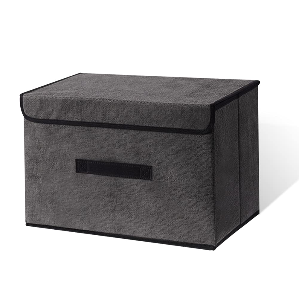 Lele Life Grey Foldable Storage Box With Dustproof Lid And Handle, Foldable Storage Bin Collapsible Storage Organizer For Closet, Bedroom, Home,