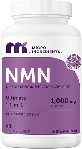 Complejo NMN 1,000 mg por porción, 60 cápsulas vegetales | 10 en 1 con mononucleótido de nicotinamida, vitamina C, resveratrol, CoQ10, TMG,