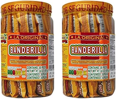 Banderilla Tama-Roca Tamarindo Mexican Candy Sticks. Contains 30 Pieces of Spicy Tamarind Candy With Salt And Chili 42.3 oz. (Pack of 2)