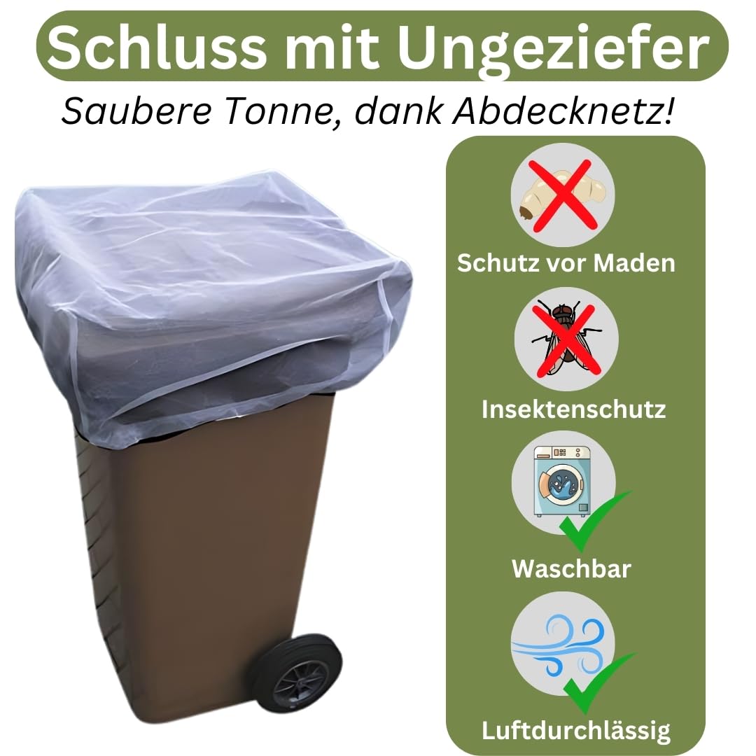Abdecknetz für 120 l Biotonne Mülltonne Netz ca. 45 x 45 cm Hygiene Schutz vor Insekten und Maden aus Polyester