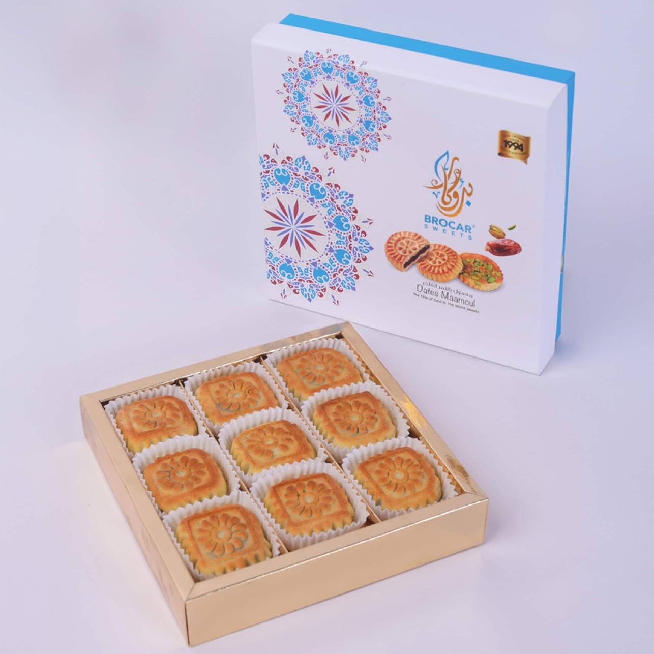 BrocarSweets Maamoul Dates, 700 grams - A Premium Arabic Sweets Gift Box with Authentic Middle Eastern Desserts, Perfect for Eid, Ramadan, Diwali, Christmas, and Other Festive Celebrations.