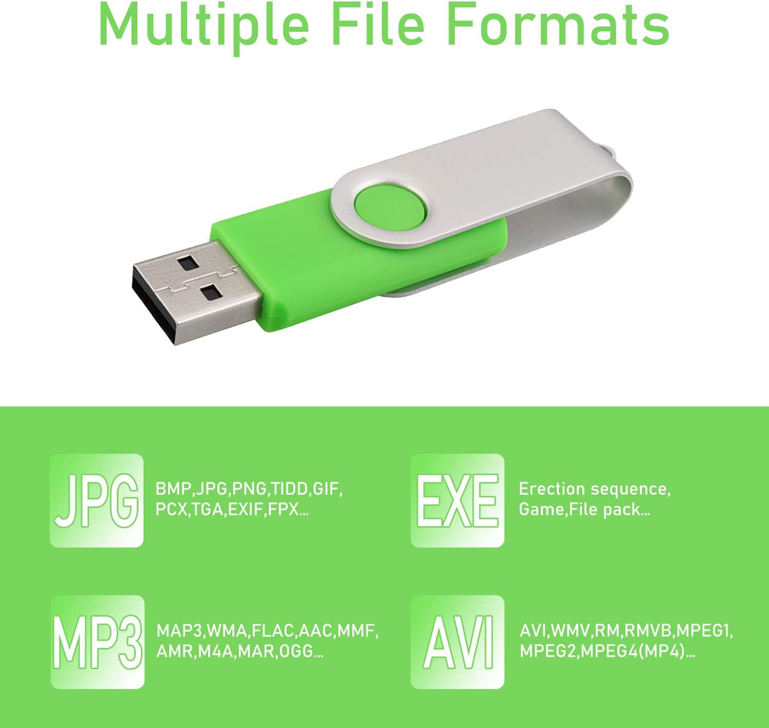 5 Pack 32GB Flash Drive, USB 2.0 Swivel Thumb Drives Bulk Memory Stick Jump Drive Pen Drive Zip Drive for Data Storage,Black/Blue/Orange/Green/Purple (32G, 5Pcs Mixed Color) - Image 5