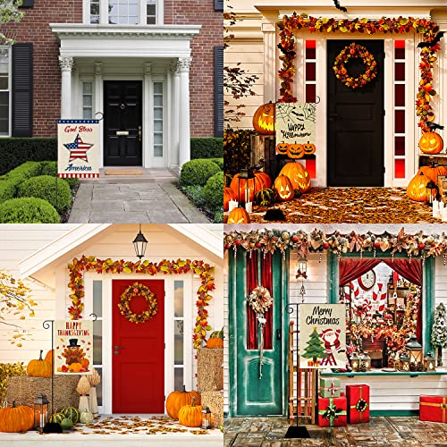 Watinc 8Pcs Seasonal Garden Flags Burlap Vertical Double Sided Happy Easter God Bless American Halloween Thanksgiving Colorful Party Decorations Supplies House Flag For Outdoor Lawn Yard 12 X 18 Inch #TOP6