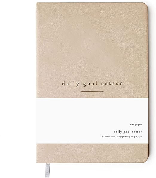 Mal Paper Daily Goal Setter Planner Tan, 6 Month 274 Page Undated Pad