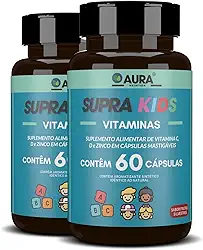 Vitamina C, D e Zinco Infantil Supra Kids Sabor Frutas 120 Cápsulas - Aura Nutrition