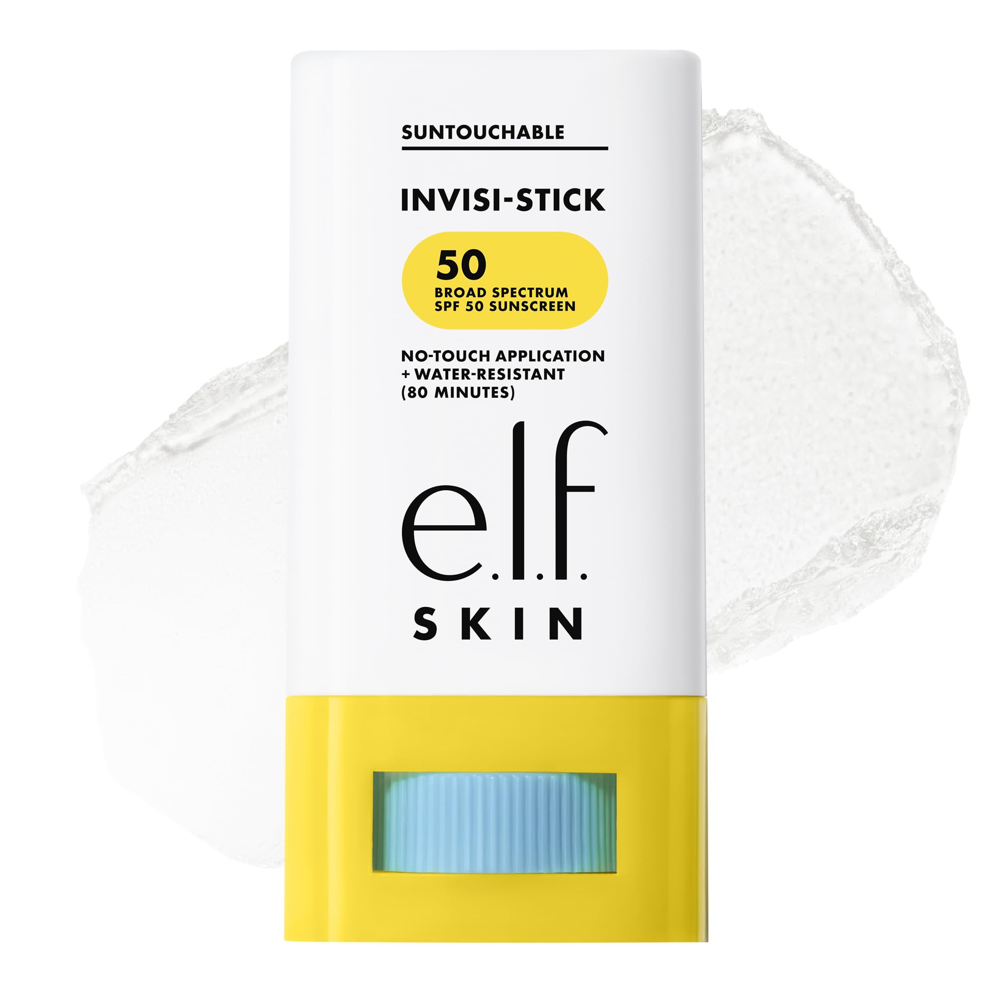 e.​l.​f. Suntouchable Invisi-​Stick SPF 50, bâton de crème solaire pour le visage, résistant à l'eau, pas de plâtre blanc, sensation non grasse, infusé avec du bisabolol et de l'huile de graines de