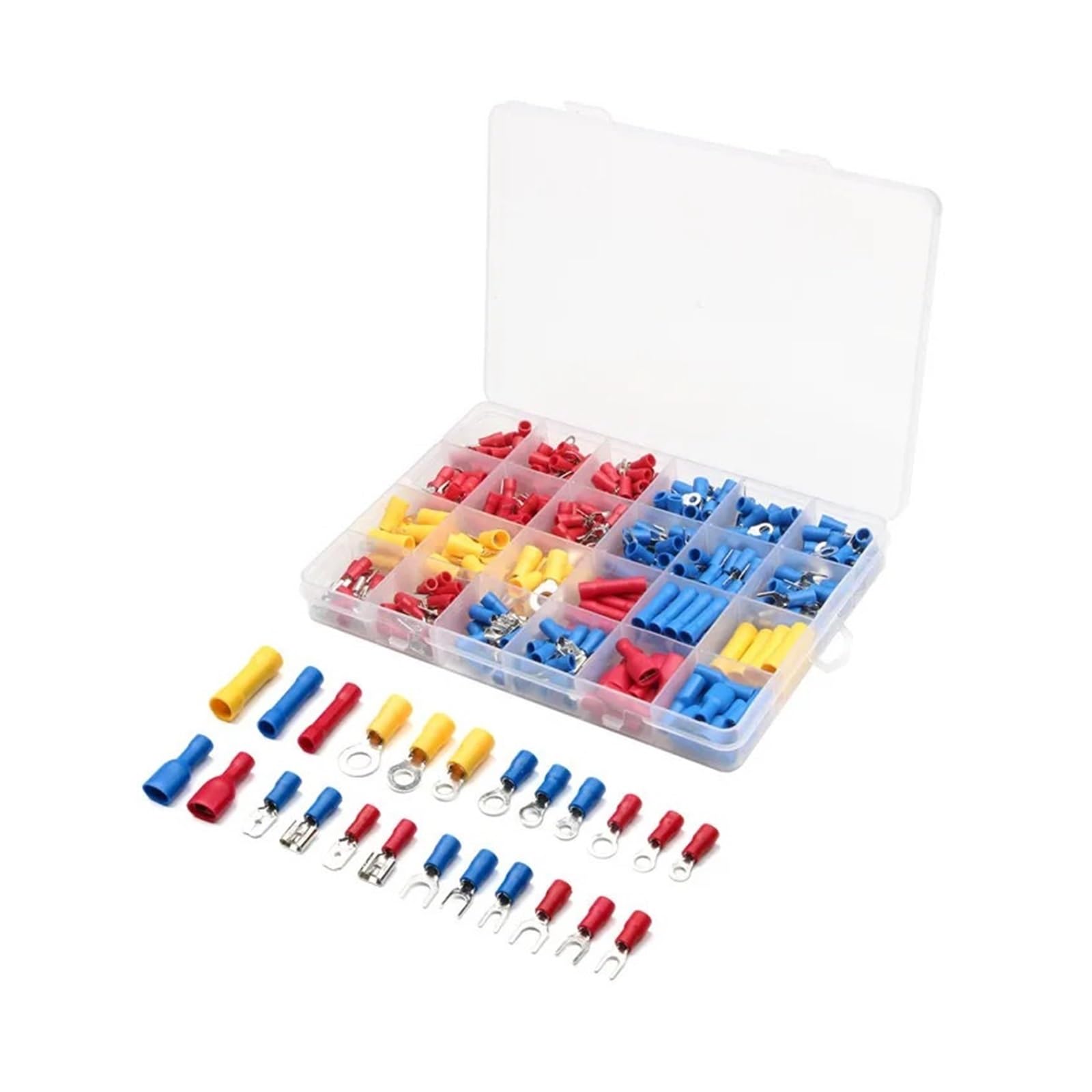 ZDVHOMCB 373Pcs Insulated Butt Electrical Wire Connectors Assorted Set Crimp Terminals Spade Ring Fork Connector 22-10AWG