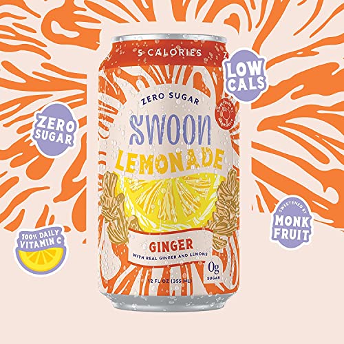 Swoon Ginger Lemonade - Sugar Free Lemonade, Low Carb, Paleo-Friendly, Gluten-Free Keto Drink - Made With 100% Natural Lemon Juice Concentrate - 12 Fl Oz (Pack Of 12) #TOP2