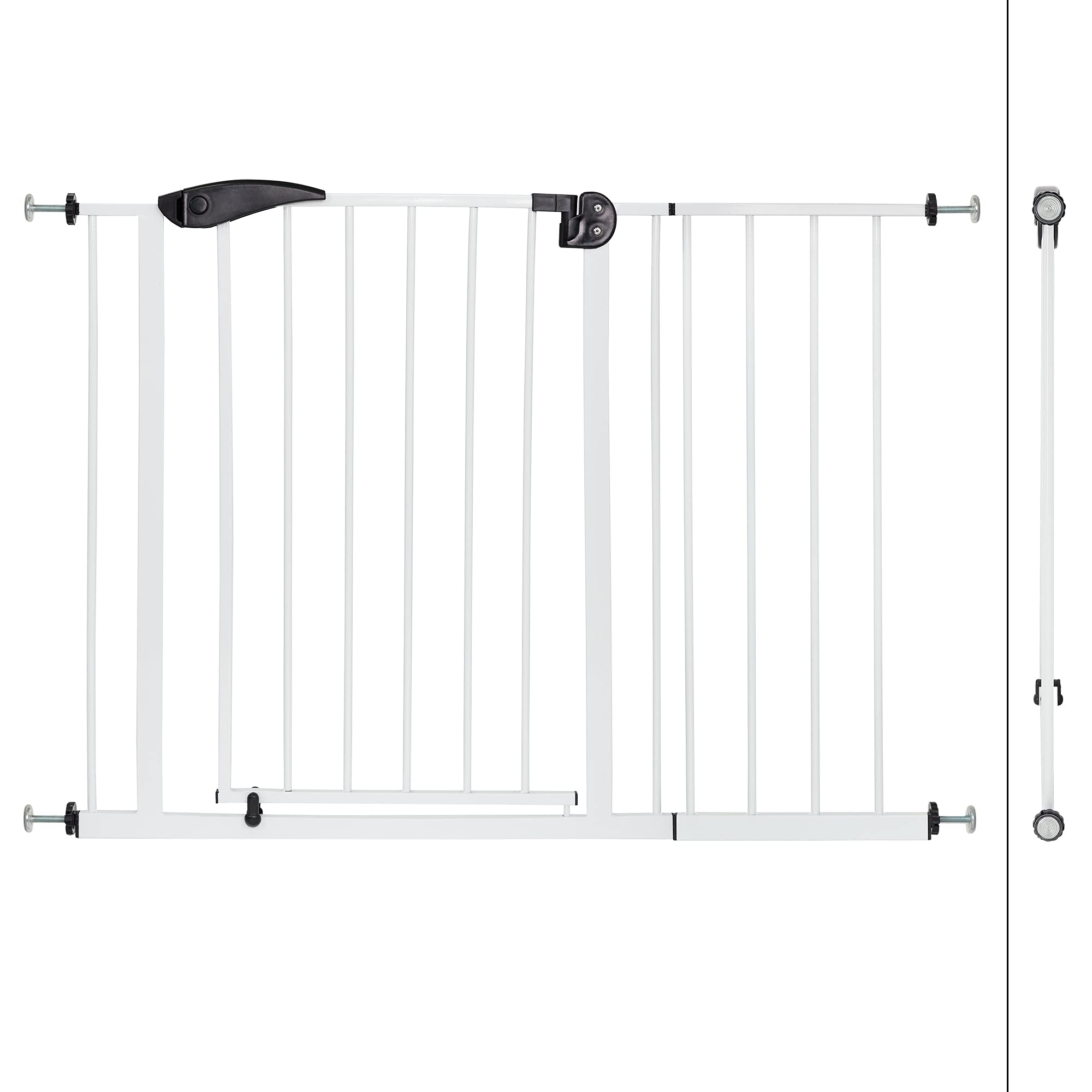 ECD Germany Cancelletto di Sicurezza Bambini 105-115 cm di Larghezza Senza Foratura Perforazione Cancello per Scale Barriera Protettiva Cani Grata Isolamento Animali Apribile Bloccabile Metallo Bianco