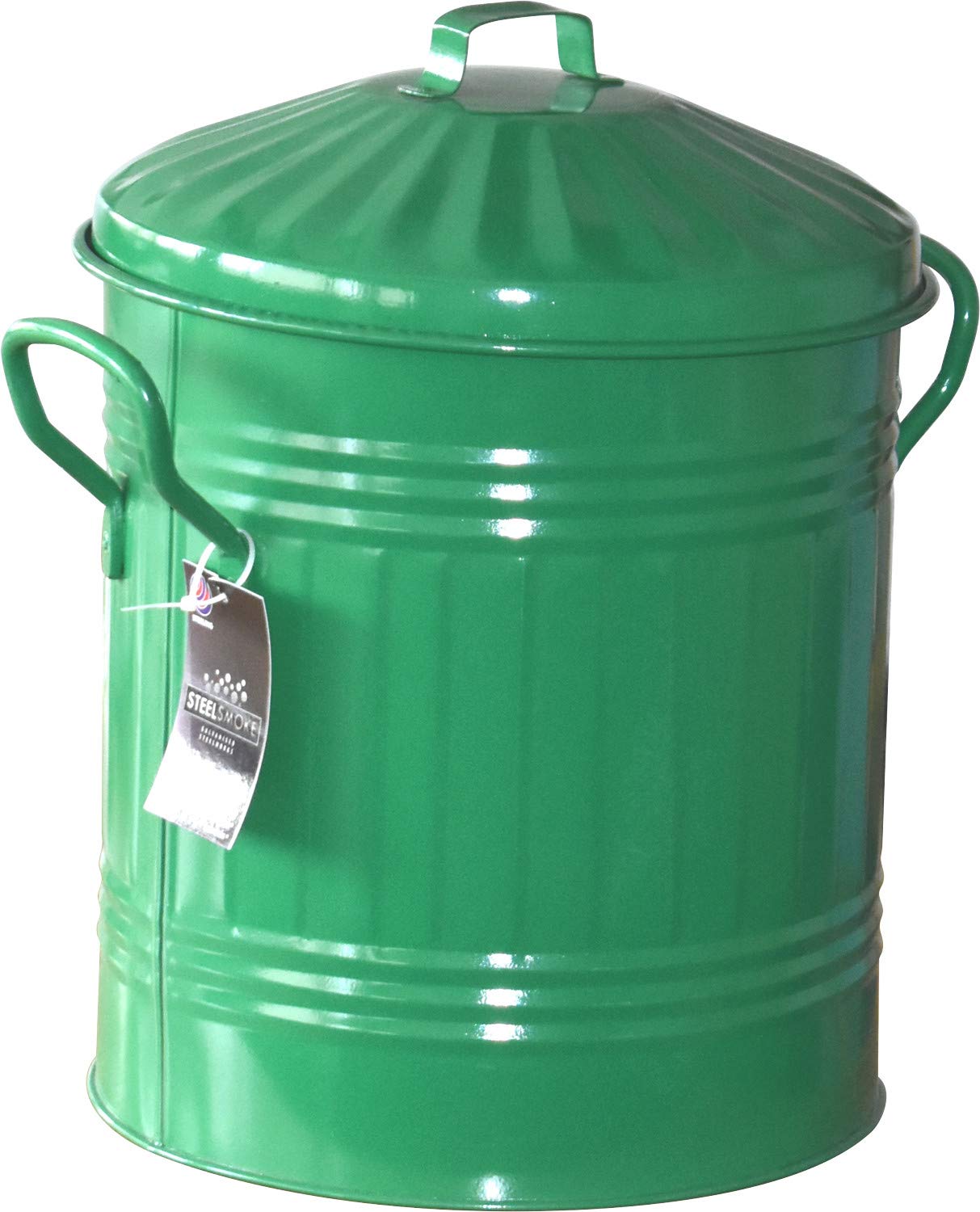 Sterling Ventures 13L Mini Coloured Metal Dust Bin with Lid Recycling Waste Rubbish (Green)