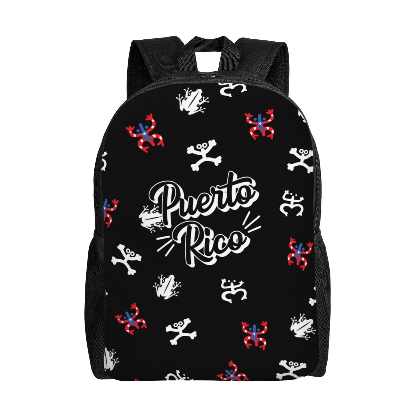 GTEVUTS Puerto Rico Taino Backpack for Men Women - Puerto Rico Gifts-Patriotic Chic Laptop Black Shoulder Bag Travel Camping Work Outdoor Backpacks,15