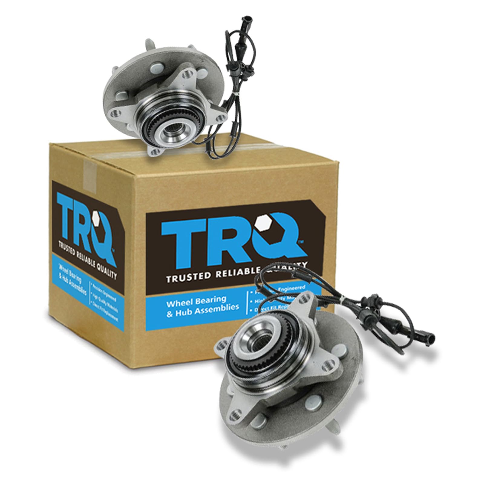 TRQ 2 Piece Front Wheel Bearing &amp; Hub Assembly Set 4WD