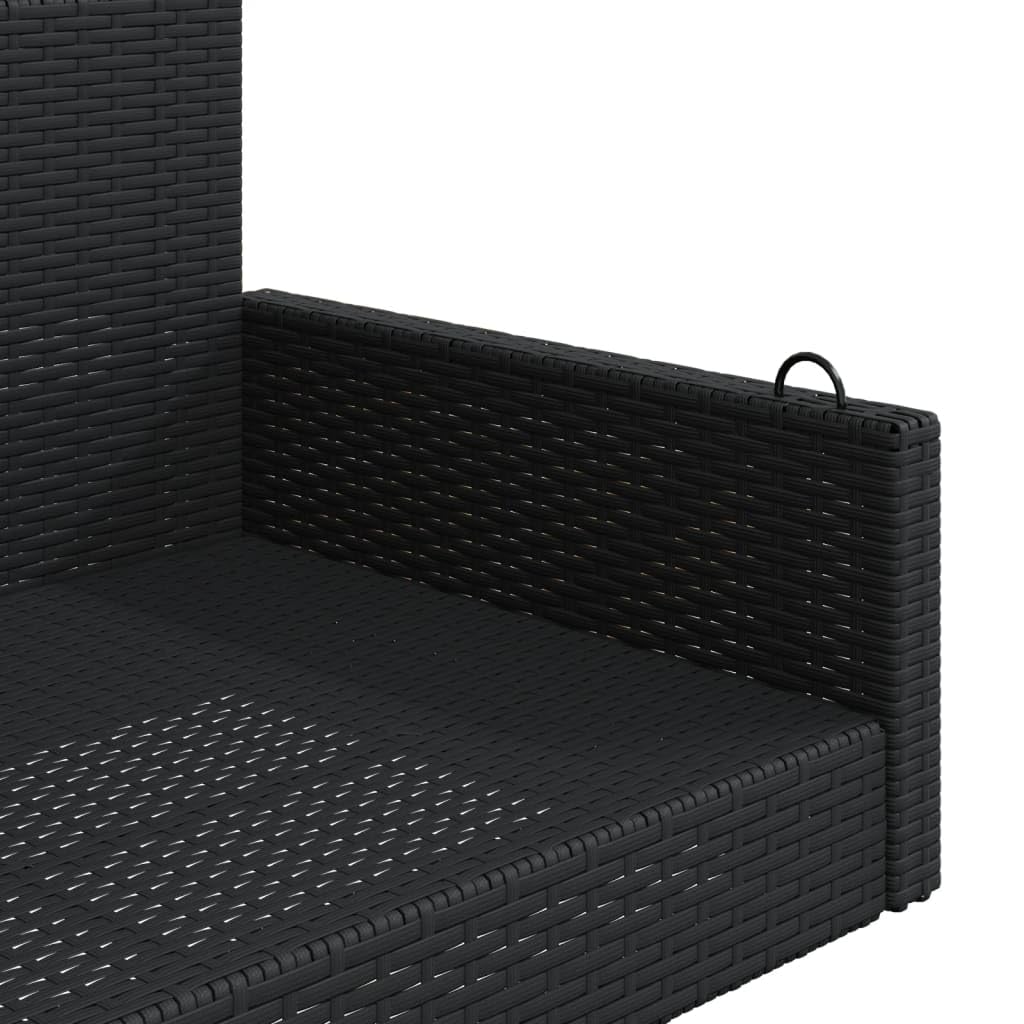 Banco Columpio de ratán sintético Negro 119x56x48 cm, Columpio Jardin Exterior, Balancin Jardin Exterior, Muebles Jardin Exterior, Balancin Balcon - 365625