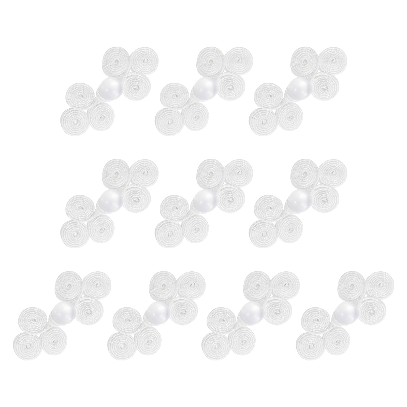 sourcing map 10 Pcs Chinese Knots Frog Buttons Closure Handmade Gourd Shape Sewing Buttons White Gourd Buckle with Jade for Cheongsam Dresses Shirts Sweater Cloak Coat, 0.98" × 2.17"