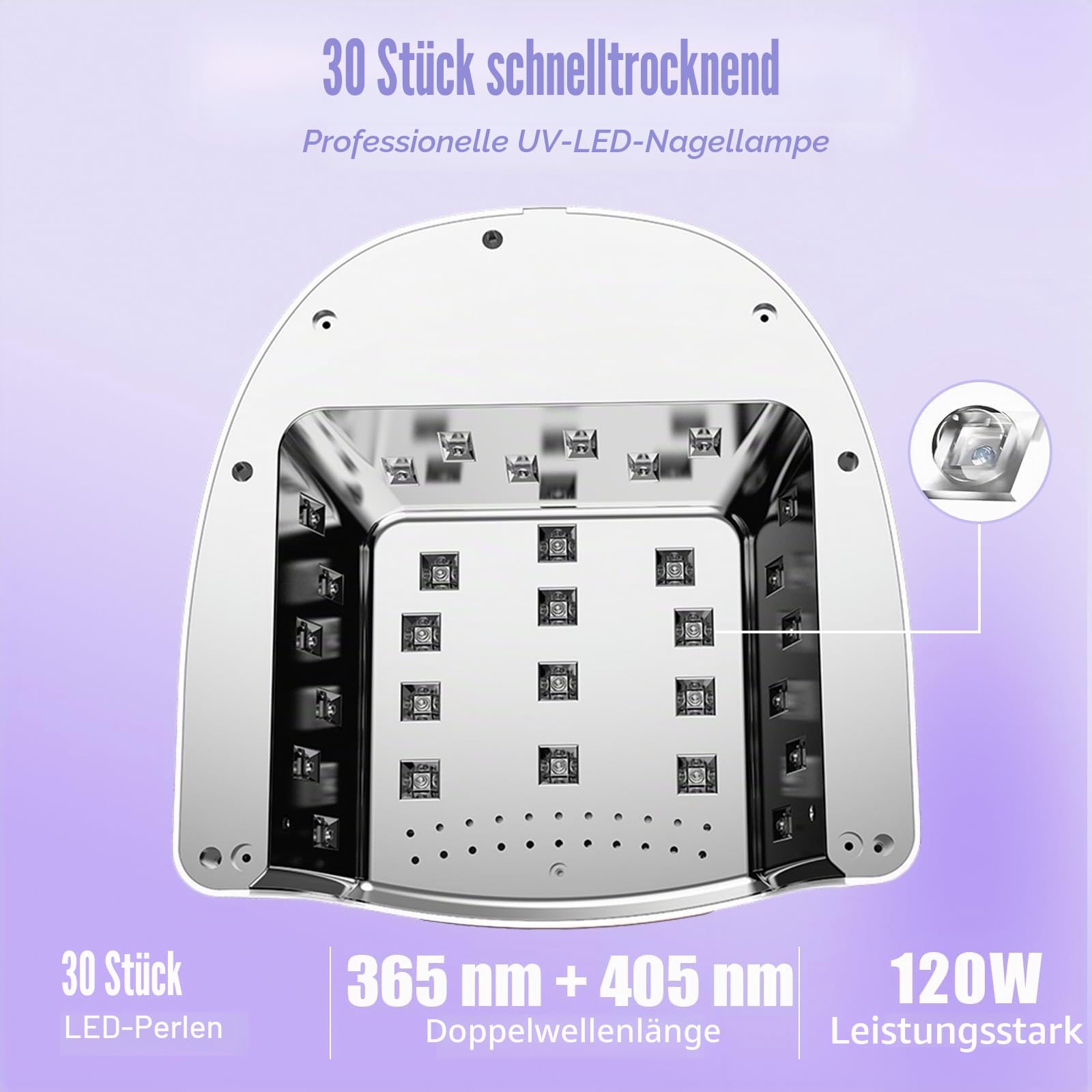 UV Lampe für GelNägel, 120W Professionelle UV LED Nagellampe | Tragbarer Kabellose UV Nagel Lampe mit Automatischem Sensor und LCD-Display für Salon & Zuhause AS-2502W