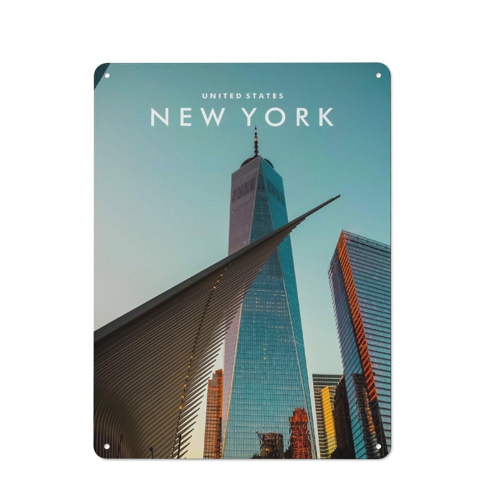 Junmoney New York Skyline Tin Wall Plaque 40X30cm With For Kitchen Or Home Bar, A Christmas Gift For People Styling Kitchen And Home Bar