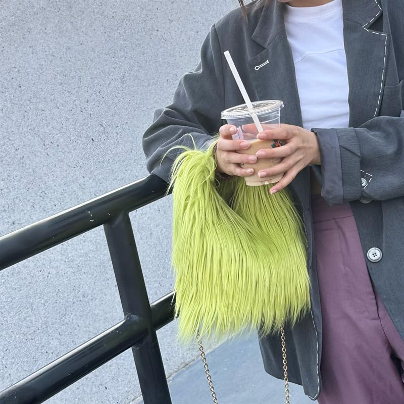 Women Cute Plush Furry Hobo Bag Faux Fur Super Soft Fluffy Clutch Tote Bag Crossbody Shoulder Handbag For Daily Travel4