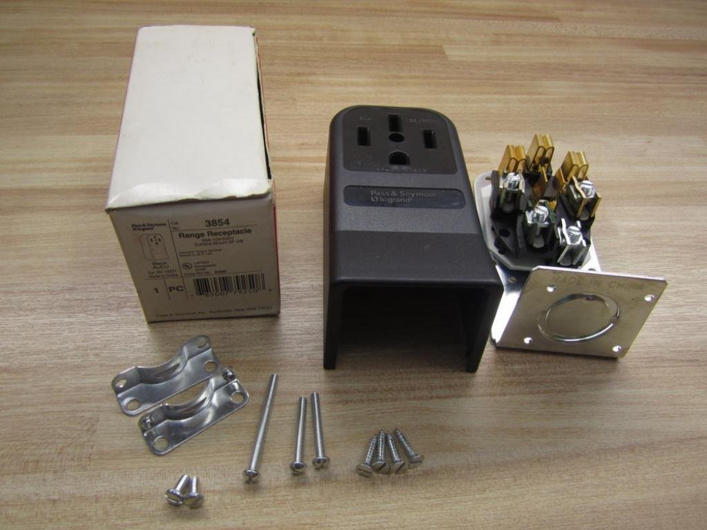 Pass & Seymour 3854 Straight Blade Power Outlet Receptacle 50 Amp 125/250 Volt AC NEMA 14-50R Black