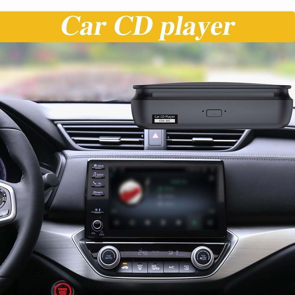CD portatile per auto con lettore DVD con USB e, compatto disco esterno Musica, Play, ABS Build, finitura nera, uso domestico di viaggio