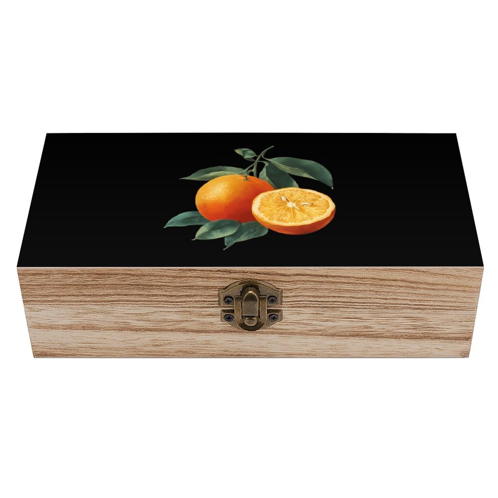 HLBSDM Orange Sliced Fruit Wooden Storage Box Craft Memory Keepsake Treasure Chest Box Jewelry Organizer