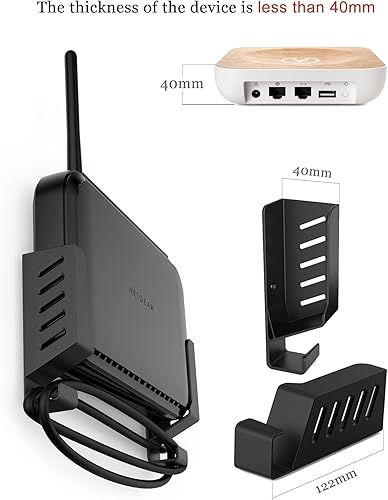 Miniatura 2 de Soporte universal de pared para laptop, soporte de pared para caja de cables, gancho integrado de gestión de cables compatible con portátiles,