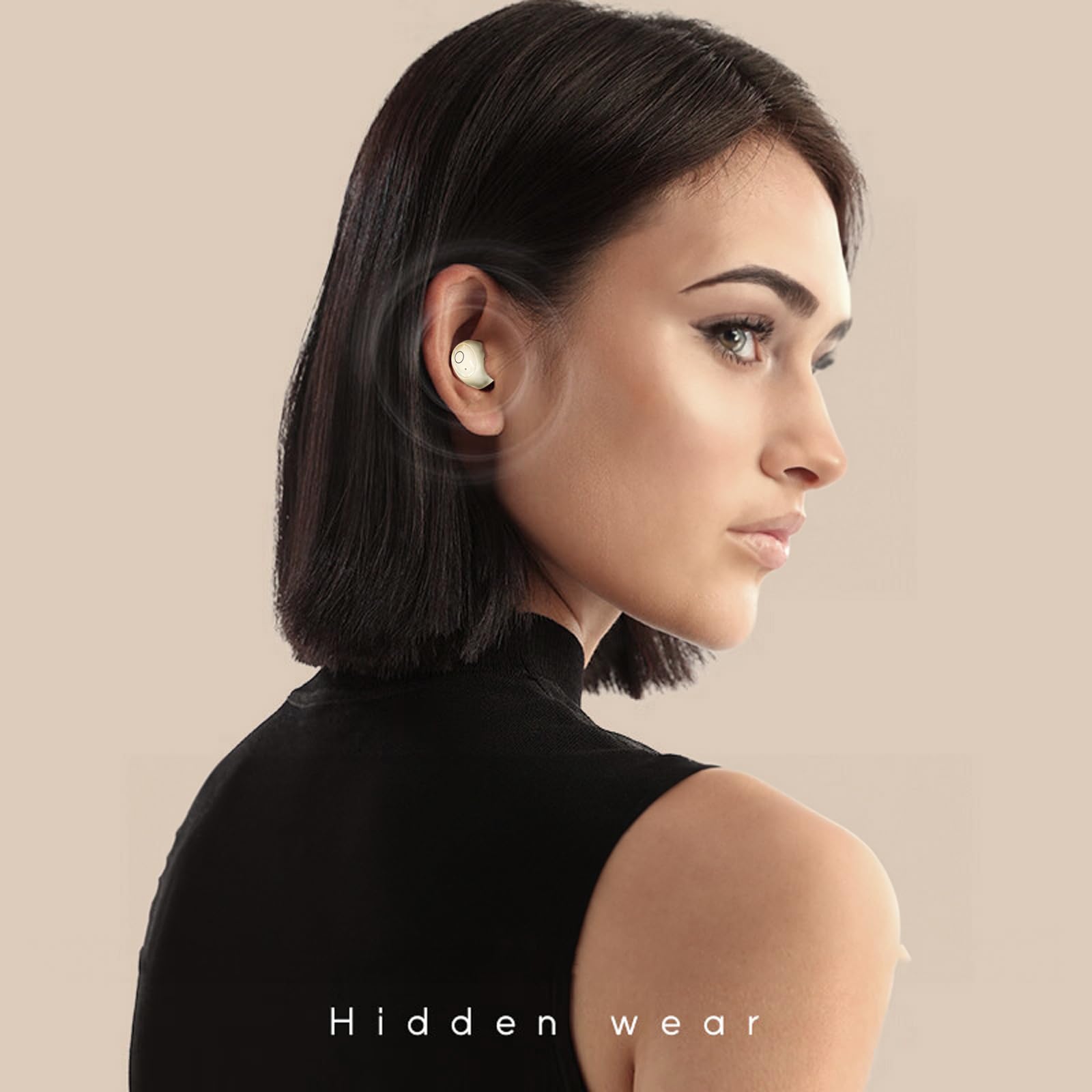 Xmenha Mini auriculares invisibles pequeños inalámbricos Bluetooth para orejas pequeñas, canales de oídos, auriculares para mujeres para dormir de lado, auriculares ocultos más pequeños y discretos