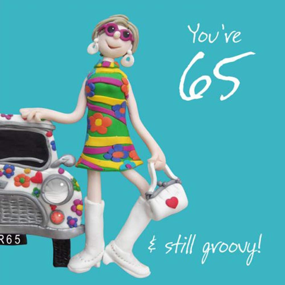 Holy Mackerel Birthday card. You're 65 & still groovy! Blank inside for own message