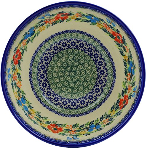 Polish Pottery 7½-inch Bowl (Red Cornflower And Blue Butterflies Theme) Signature UNIKAT + Certificate of Authenticity - Image 3