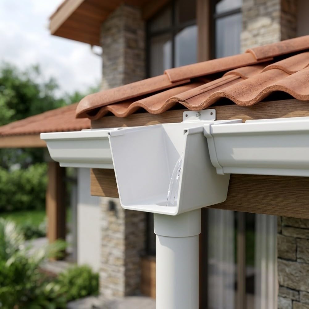Canalón Rectangular PVC para Tejado y Jardín Drenaje