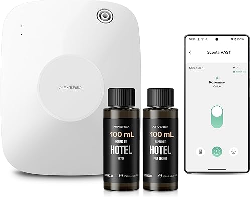 Miniatura 9 de Airversa Difusor Inteligente de Aceite Esencial Sin Agua, Capacidad de 400mL con Aceites de Fragancia de 200mL, Máquina de Aire Aromatizado de hasta