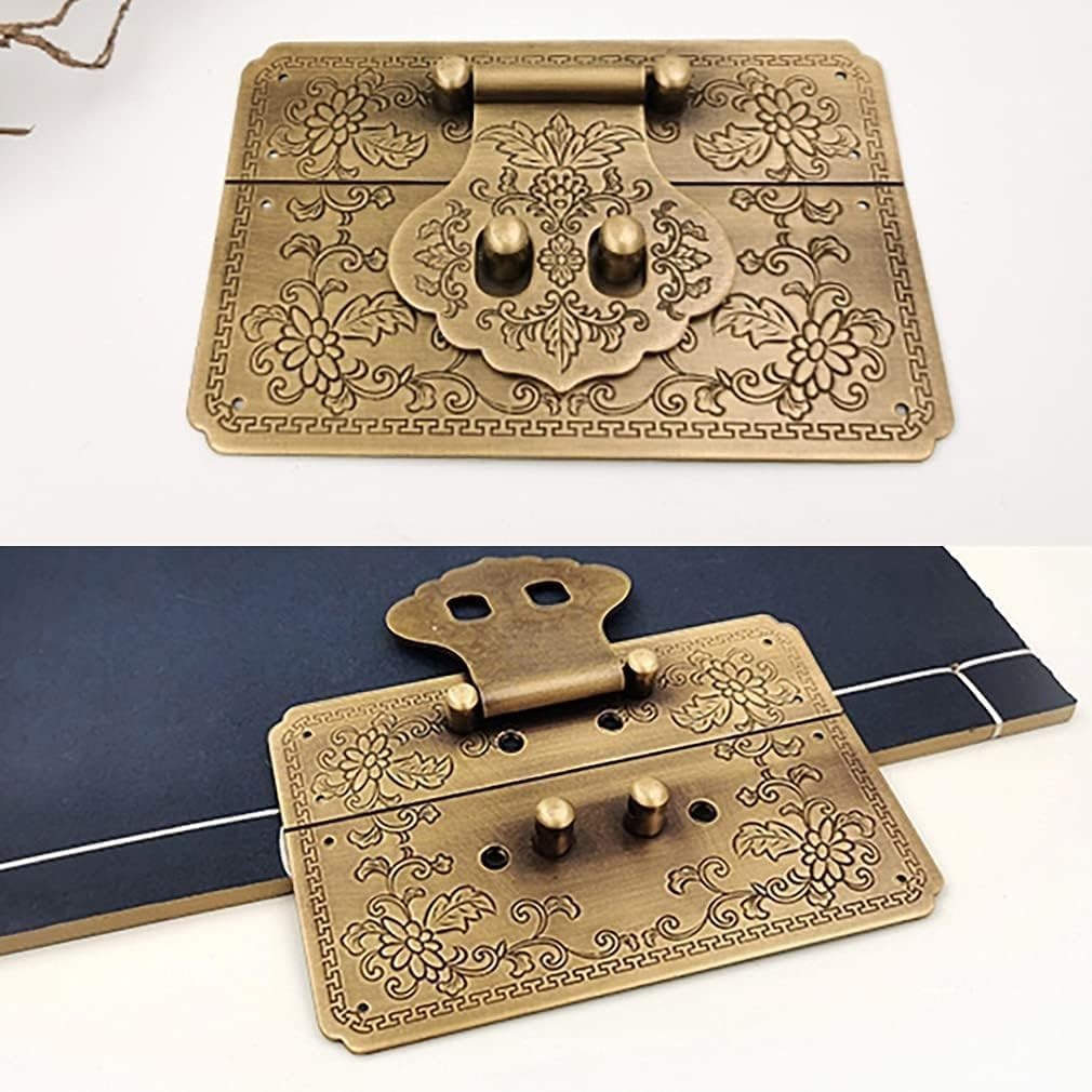 Brass Hasp for Chests Antique Hasp for Cabinets Bronze Hasp for Wooden Boxes Vintage Decorative Jewelry Box Latch, Bronze Finish, Heavy Duty Hinge for Wooden Boxes, Cabinets, Chests 12cm X 9cm
