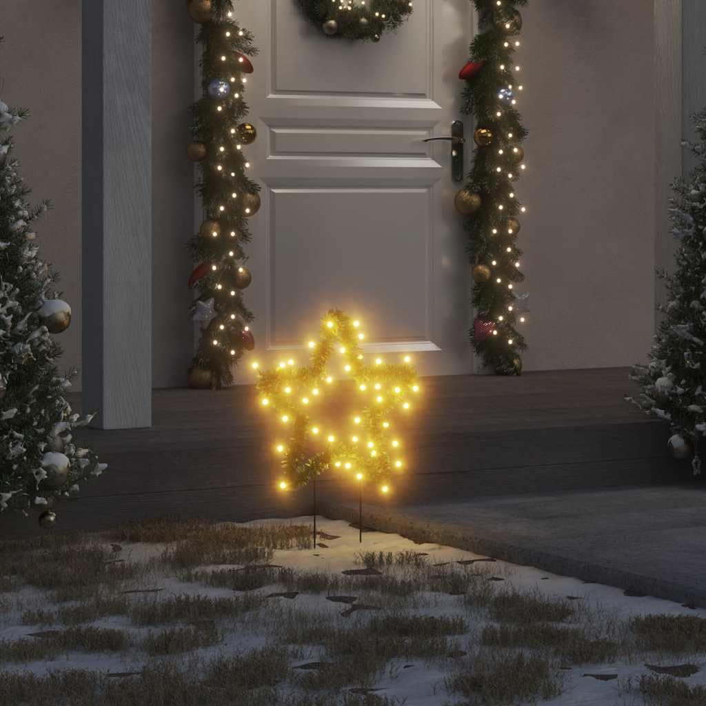 Weihnachtssterne mit Erdspießen 3 Stück 50 LEDs 29 cm warmweiß wasserdicht für Innen Außen Garten Balkon Terrasse Dekoration Weihnachtsbeleuchtung mit 8 Lichteffekten