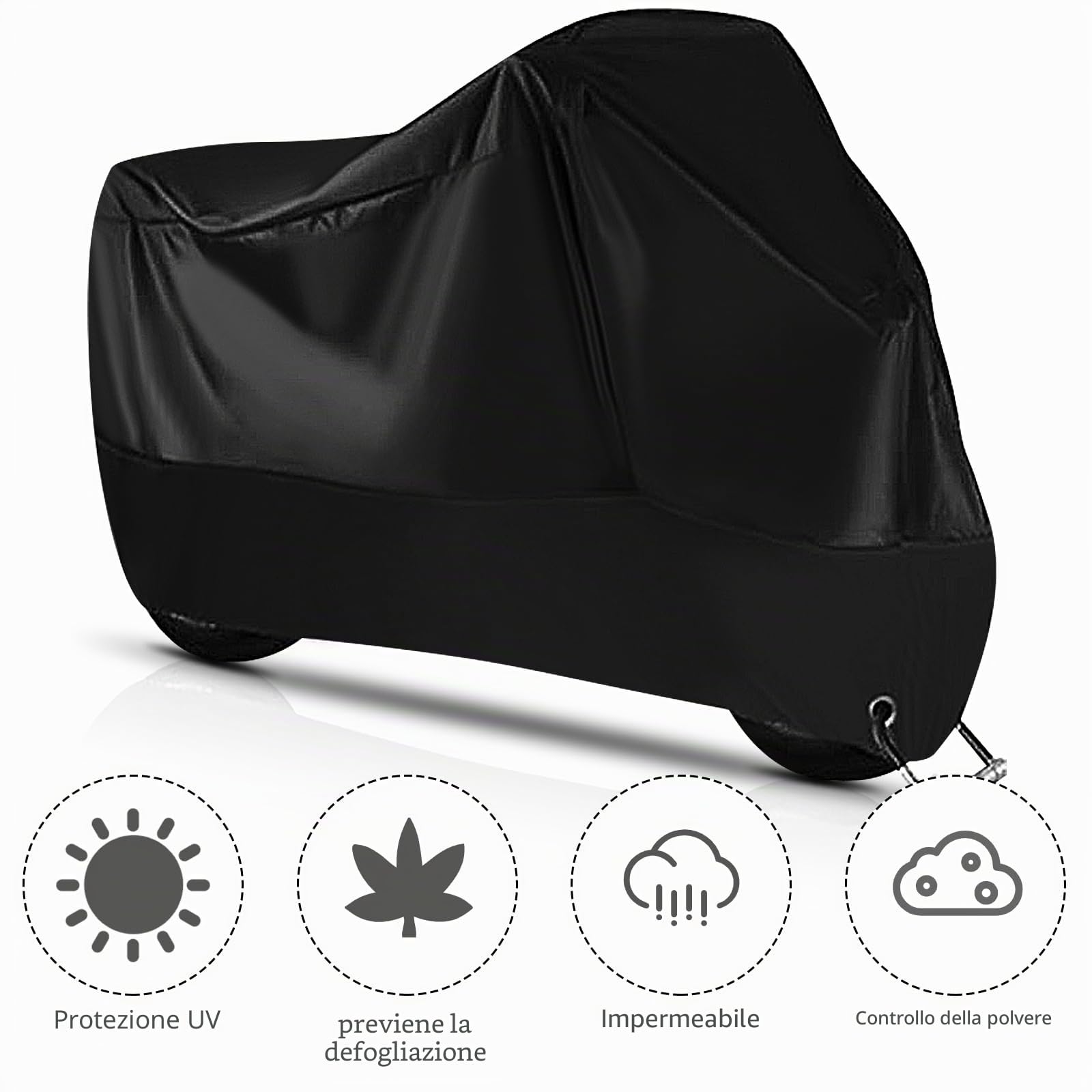 Copertura Motociclo Impermeabile 190T Poliestere 245x105x125cm Esterno Anti UV Antivento