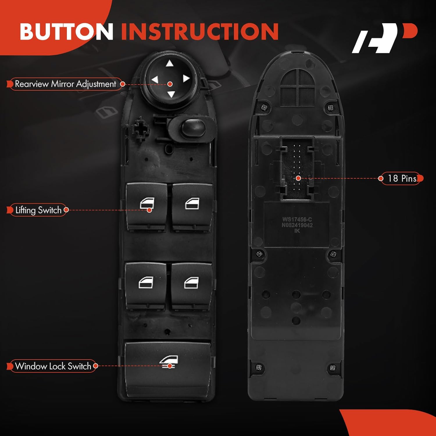 A-Premium Power Window Switch Compatible with BMW Z4 2009-2013, 328i 2007-2013, 335i 2007-2013, 335is 2011-2013, M3 2008-2009/2011-2013