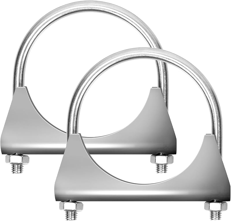 Abraçadeira U para escapamento Glarks em aço inoxidável 304 com flange tipo sela 70 mm – 2 unidades