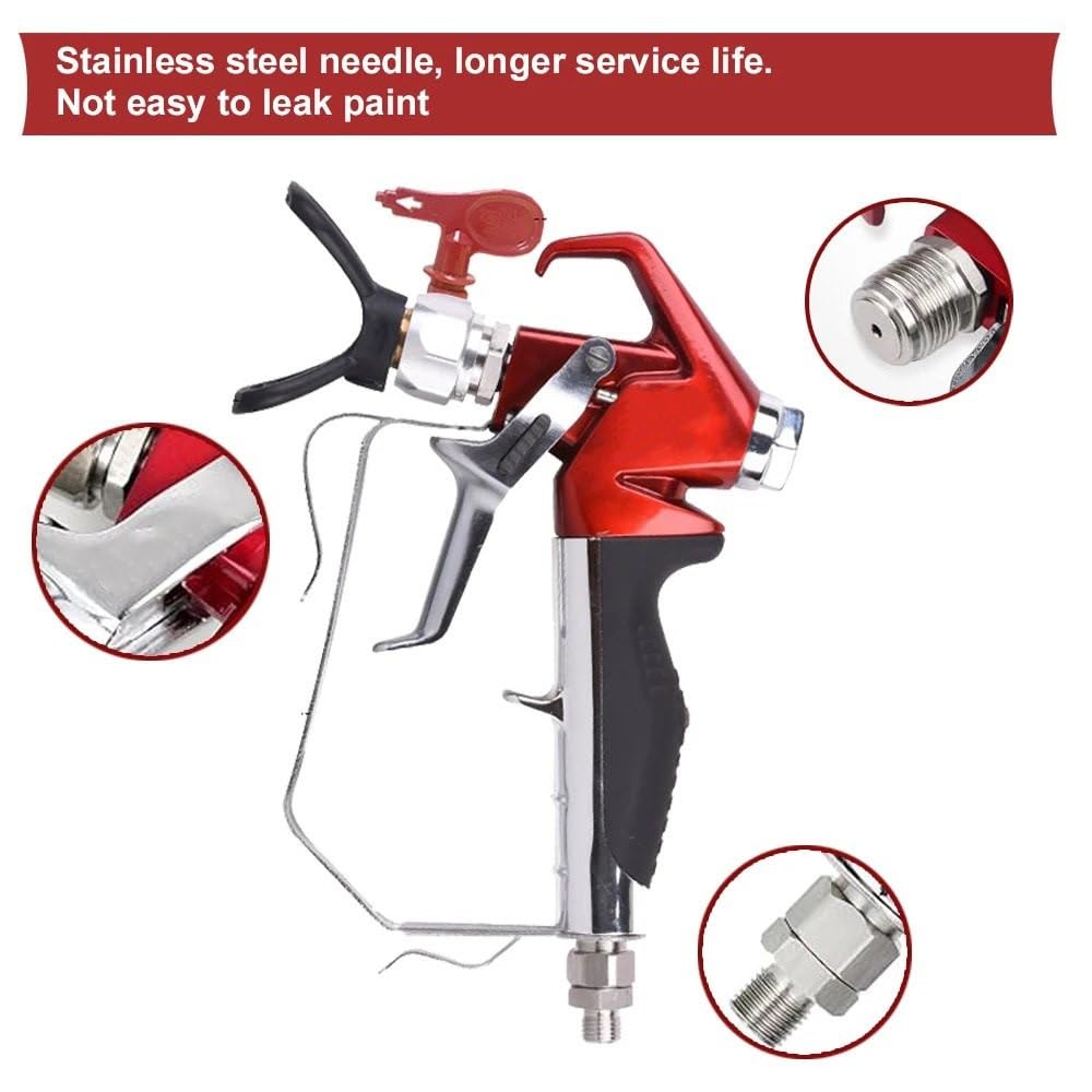Pulverizador Eléctrico Pistola para Pintar sin Aire, Boquilla para Pistola para Pintar de Alta presión roja y Cubierta Protectora para pulverizador Pistolas de Pintura