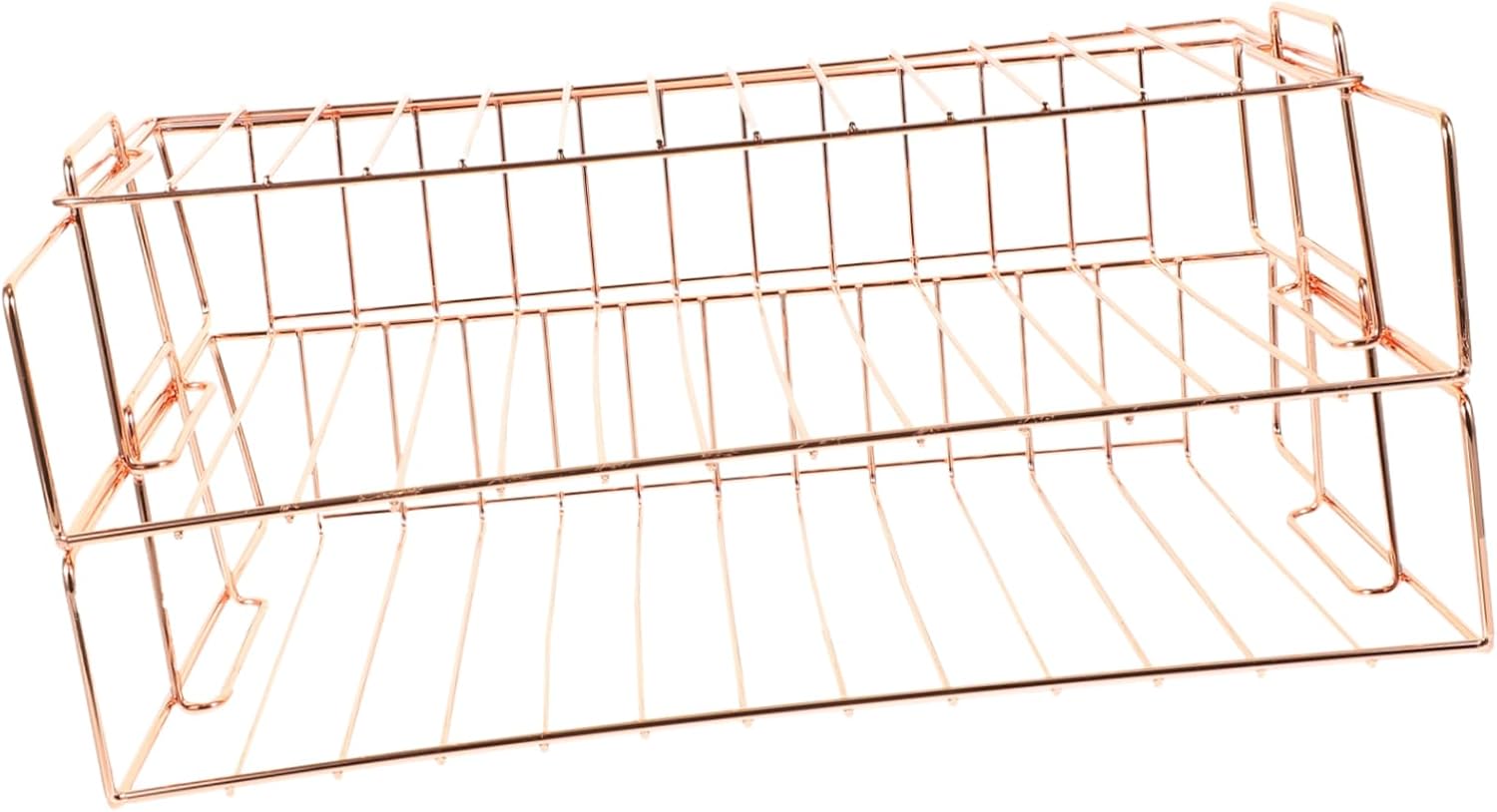 Uonlytech 2-Tier Rose Gold Desktop File Rack Office Magazine Holder Mesh Panel Multi-layer Storage Organizer for Home and Office Supplies