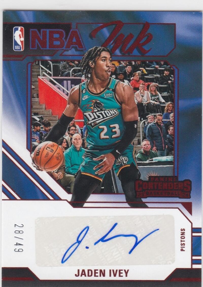 Basketball Trading Card NBA 2023-24 Panini Contenders NBA Ink Autographs Red #2 Jaden Ivey NM Near Mint Auto 28/49 Pistons